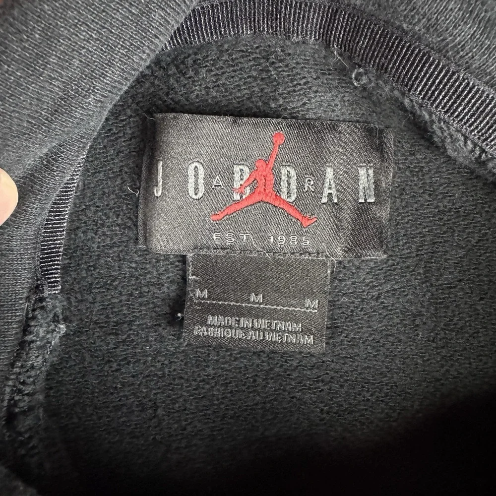Jordan Hoodie Mens Medium Black Flight Patch‎ Pullover Sweatshirt Heavy Jumpman